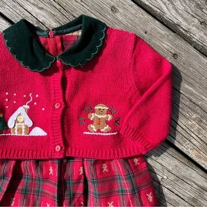Vintage Baby Girl 2 Piece Christmas Bubble Gingerbread Romper Red Green Plaid